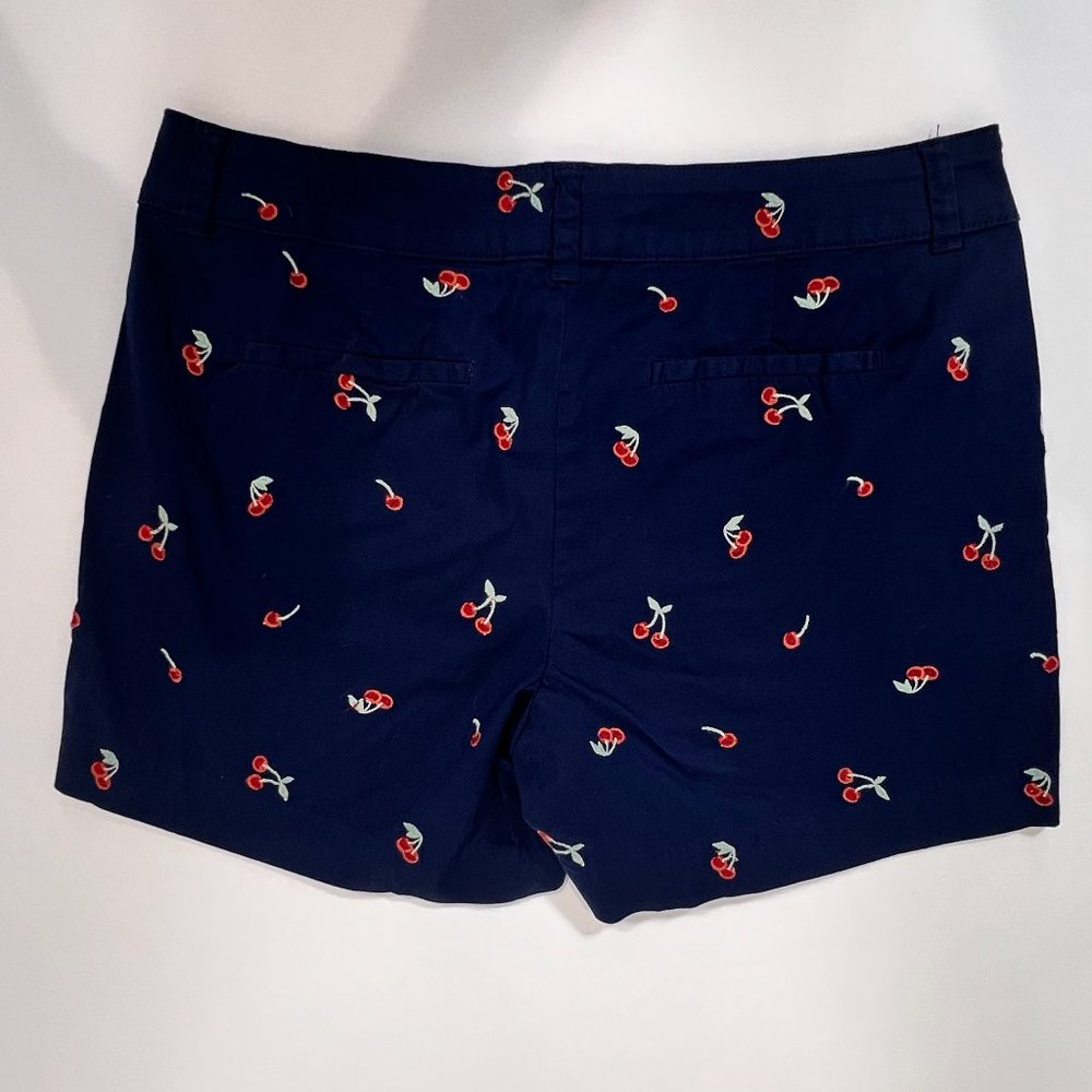 St John's Bay Navy Chino Shorts with Embroidered Cherries Size 12 - Picture 4 of 8